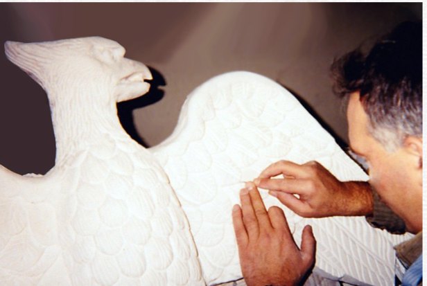Nick detailing a plaster eagle